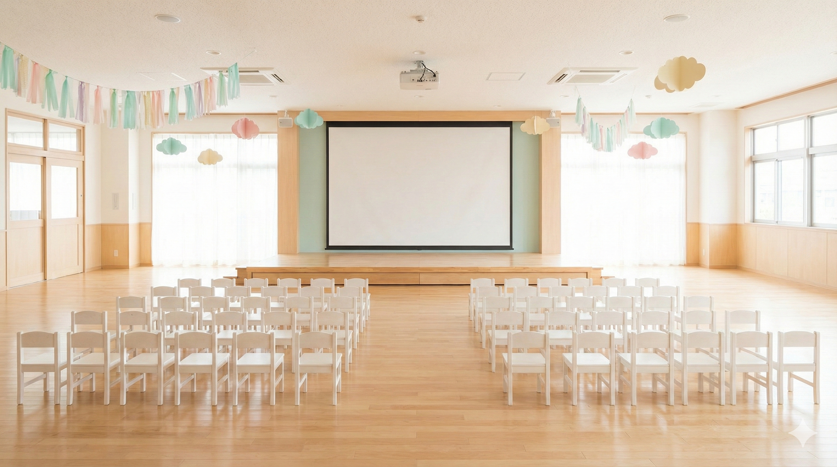 Pöhrə uşaq bağçasının zalı - tədbirlər üçün geniş və işıqlı məkan